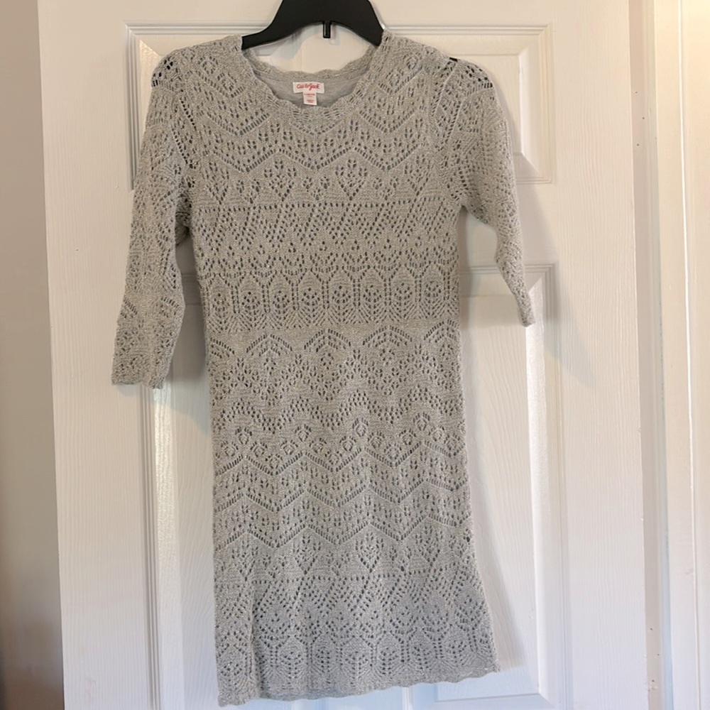 4/$20 Nice big kids dress with shimmery gray material.